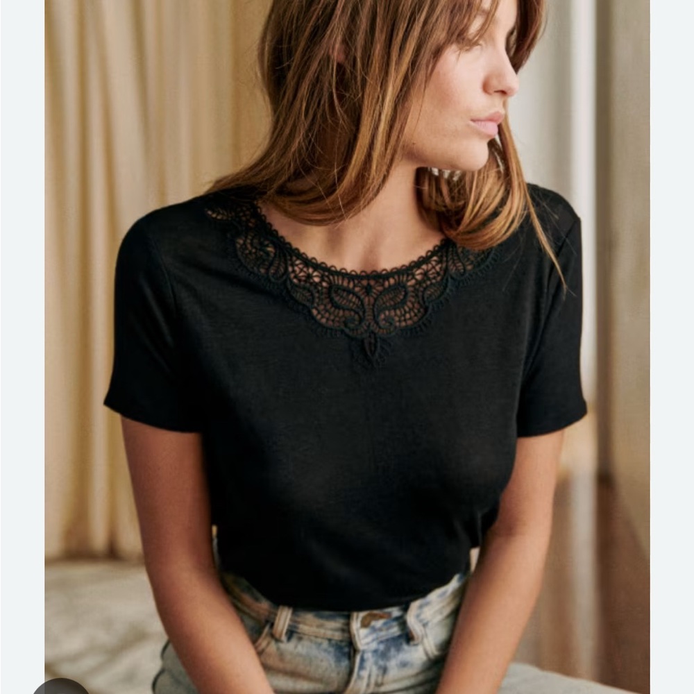 Sezane Mina T-shirt, Black size L